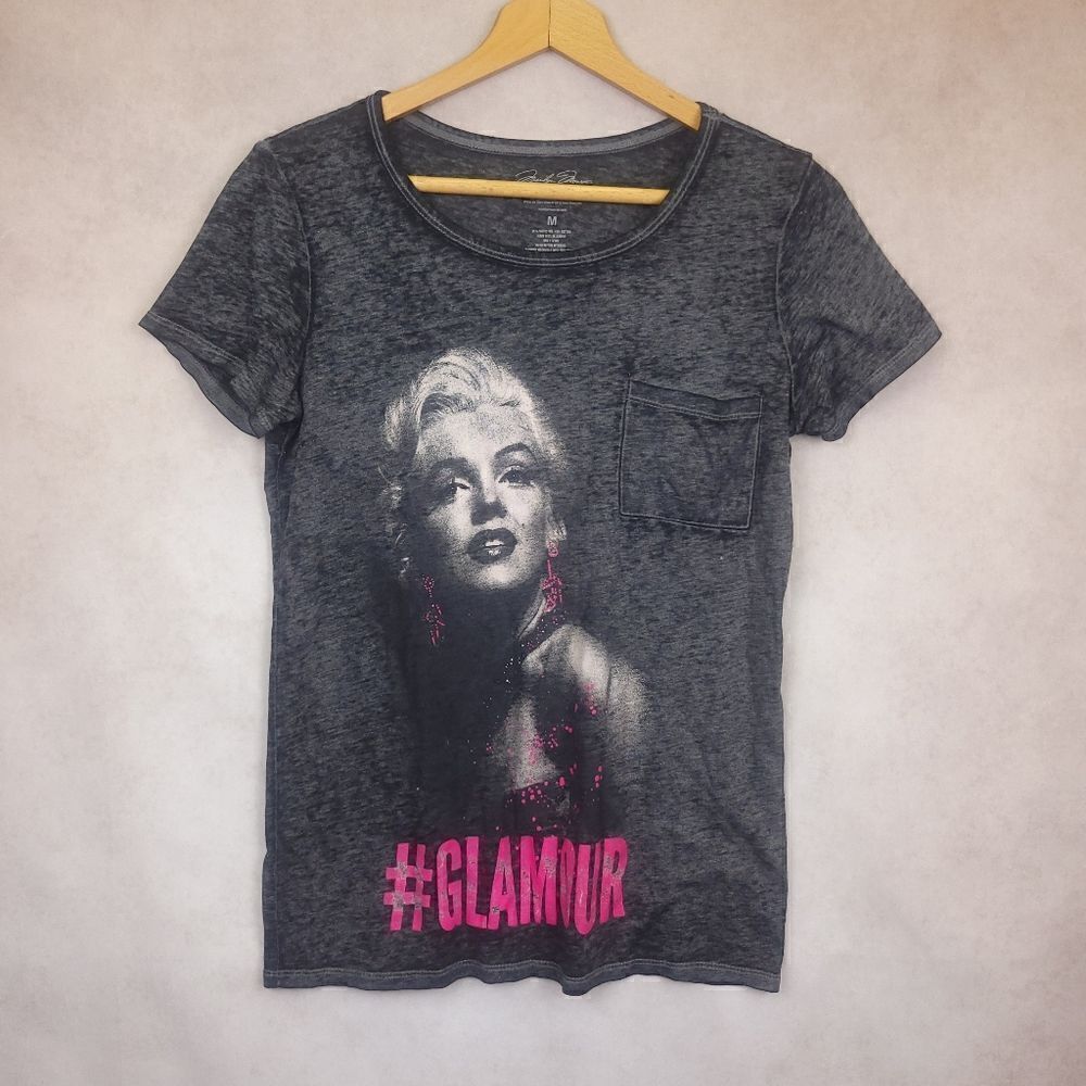 Merilyn Monroe Gray Pink Glamour Shirt Short Sleeve Size Medium